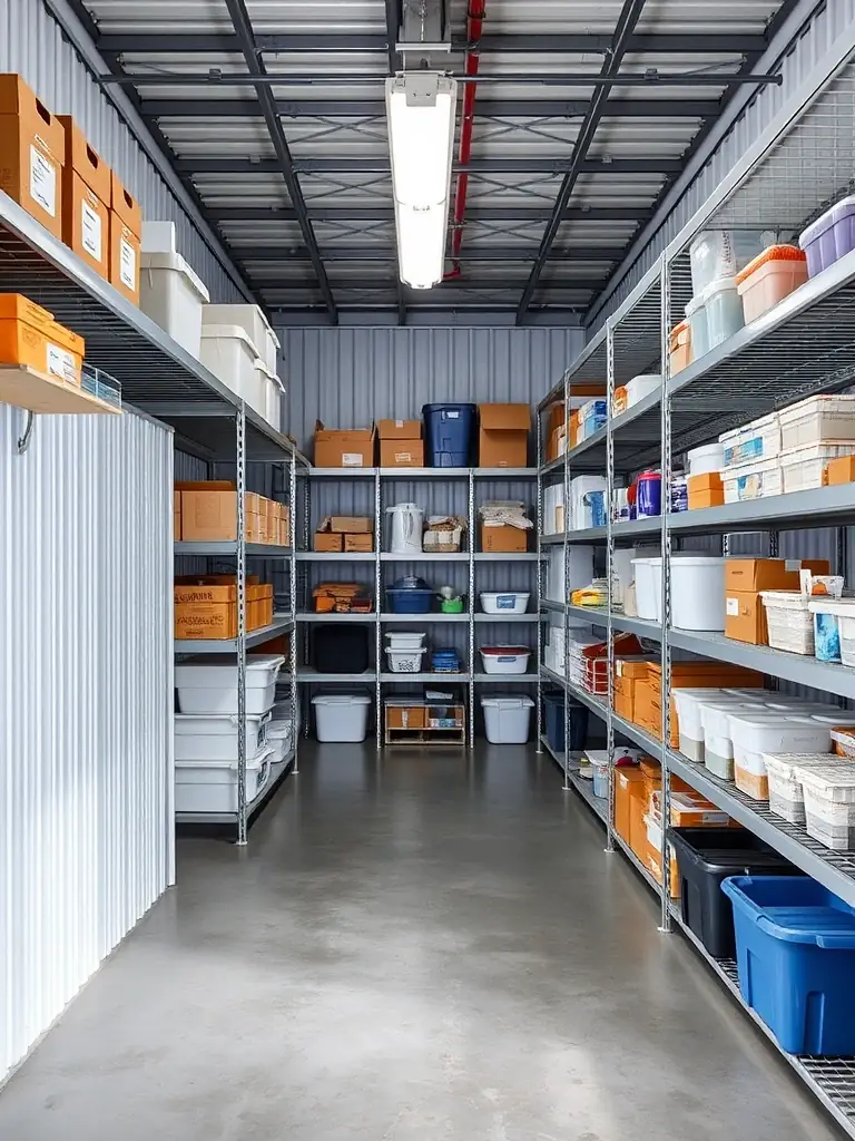 A photo of various sizes of storage units available at MetroGlide Movers' facility, highlighting the cleanliness and organization of the storage space.
